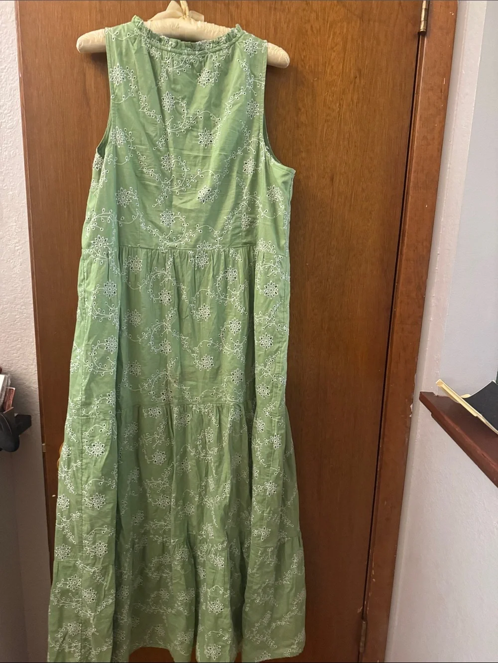 J. Jill Light Green Sleeveless Embroidered Button-Front Maxi Dress - Picture 6 of 6